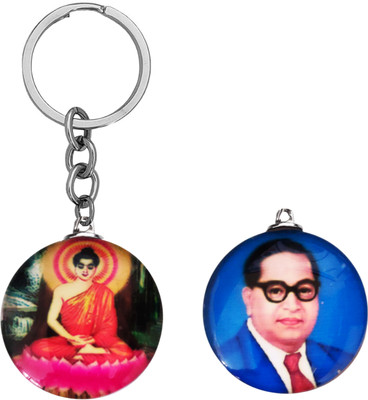 M Men Style Religious Dr.B.R.Amedkar And Gautam Buddha Crystal Keychain SKey2024224 Key Chain