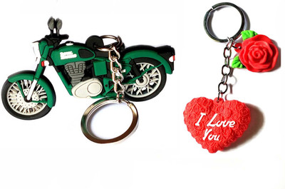 Meeko.com Red Heart Rubber With Bullet Bike Key Chain 02t67 Key Chain