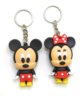 Jdp Novelty 2pc set Premium 3D Rubber Figure of Micky & Minnie Mouse.Use as Charm, Car,Bike Key Chain