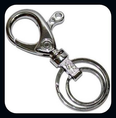 Meeko.com Simple Full Metal Imported Double Rings Hook keychain Key Chain-A Key Chain