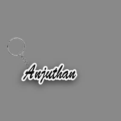 SY Gifts SYG Anjuthan Name Keychain White And Black Key Chain
