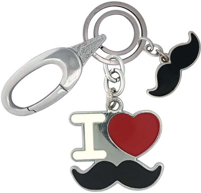HANDSOME ISK Fashionable I Love Mustache With Black Mustache Locking Lock Key Chain