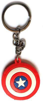 Meeko.com Captain America Shield Multicolour Hard Rubber Design Keychain Key Chain