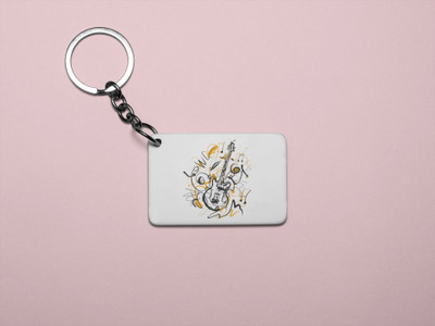 DOGAR ESSENTIALS Guitar Printed Acrylic Keychain (Set of 2) Key Chain