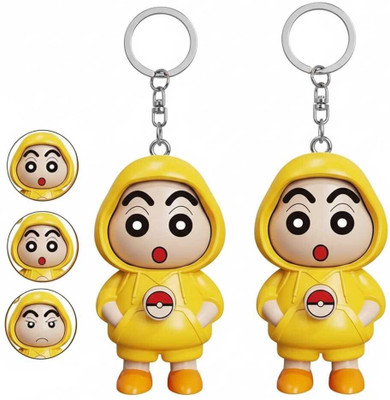 Newvent 2 PCS Shinchan Expression Keychain 3 in 1 Mood Change Cute Cartoon Gift Key Chain
