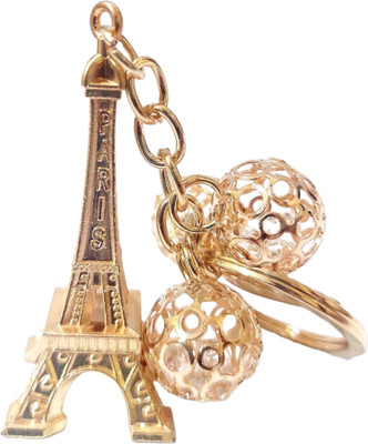 TechBytesRetail Premium Stainless Gold Crystal Keychain for Girls (Eiffel Tower With Balls) Key Chain
