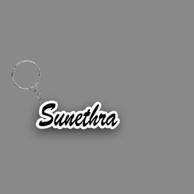 SY Gifts SYG Sunethra Name Keychain White And Black Key Chain