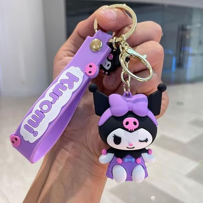 Vadhavan Kuromi Character 3D Premium Silicon Rubber Keychain with Hook Strap Key Chain