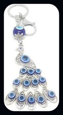 BBG BBG_Evil Eye Peacock Design Metallic-New902-A Key Chain