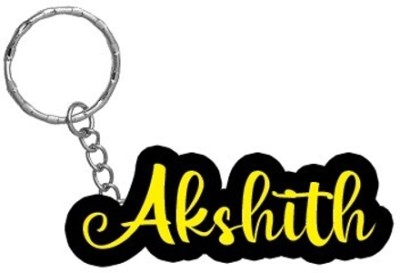 SY Gifts Akshith Name Black Yellow Name Keychain Key Chain