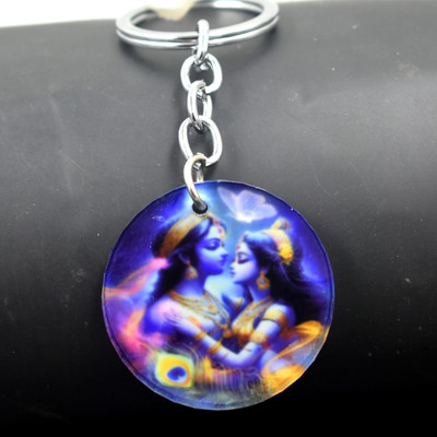 AFH Lord Krishan Radha Religious Crystal keychain for Men and Women Key Chain