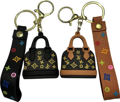 Clink Ladies Bag Black & brown Keychain (Pack of 2) | Stylish Key Ring for Women Key Chain