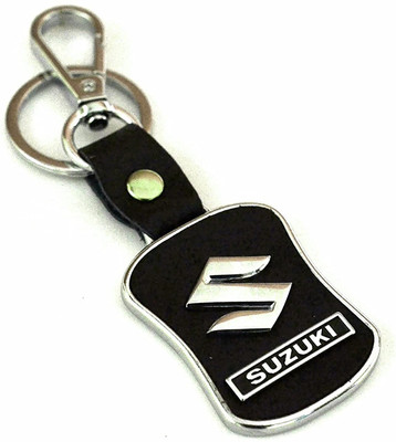 csv Suzuki Black Leather Hook Locking Metal Key Chain