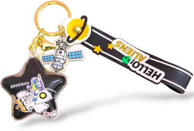 AMANVANI 3D Silicon Cute Keychains For Girls Boys, Black Star Keychain Key Chain