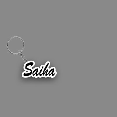SY Gifts SYG Saiha Name Keychain White And Black Key Chain