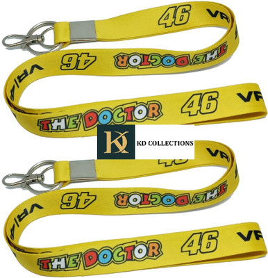 kd collections DOCTORLAN-YL2 Doctor Vr46 Tag Lanyard Card Badge Holder Hook Keychain Combo Key Chain