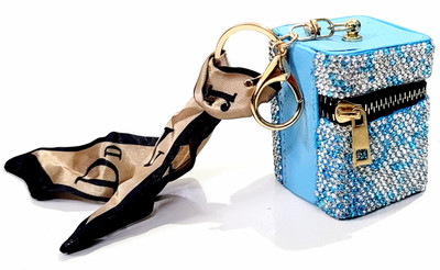ADOREAL Keychain For Girls Black Color Stone Studded Key Chain