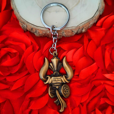 Sullery Antique Gold Lord Shiv Om Trishul Keyring SulleryKey2022234 Key Chain
