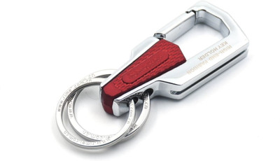 Jdp Novelty Stylish Hook Locking Silver Metal Carabiner Double Ring Metal KeyChain.3750 Red Key Chain