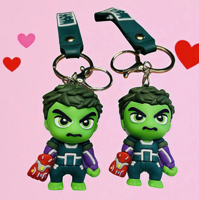 cutieclicks Hulk Avengers Combo Keychain | Cute 3D Superhero Rubber Keyrings Key Chain