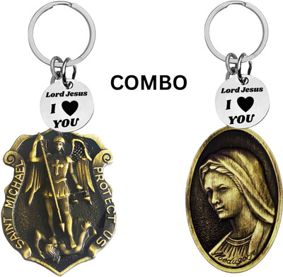 M Men Style Double-Sided Saint Michael Keychain – Jesus Christ Key Ring Medal Com645-642 Key Chain