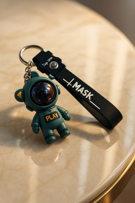 cutieclicks Cute Astronaut Bear Keychain with Play Button & Silicone Strap Key Chain
