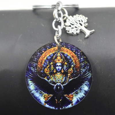 AFH Hindu deity Shani Dev 3D Tree Of Life Charm Religious Keychain for Men and Women Key Chain