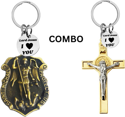 The Men Gift Double-Sided Saint Michael Keychain – Jesus Christ Key Ring Medal Com645-673 Key Chain
