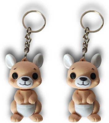 Graceful polygon Baby Kangaroo – Adorable Animal Pendant for Backpack & Purse - Pack of 2 Key Chain