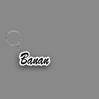 SY Gifts SYG Banan Name Keychain White And Black Key Chain