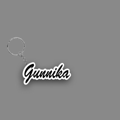 SY Gifts SYG Gunnika Name Keychain White And Black Key Chain
