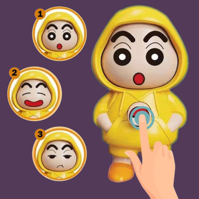 AirSoft Shinchan Funny Cartoon Desk Toy Cute Hoodie Collectible Expression Changing Key Chain