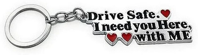 BBG NEW_Drive Safe I need you here Stainless metal keychain Key Chain