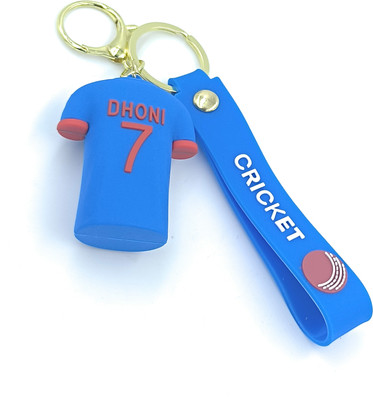 Sbb Novelty Mahindra Singh Dhoni Indian Jersey 3D Silicon Keyring with Long Strap Key Chain