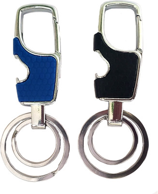 ShopTalk Metal Hook with Double Ring & Bottle Opener attached Pack Of 2 Key Chain