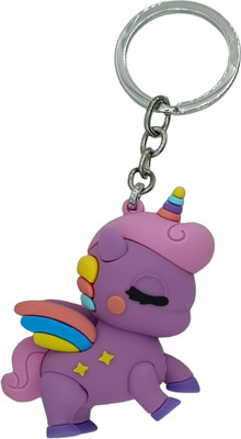 Ridhivridhi Action Character Cartoon 3D Unicorn Rubber Keychain For Bag Car & Bike Office Key Chain