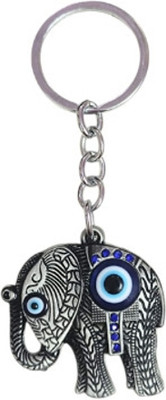 PEARLISH Premium Quality Evil Eye Elephant Keychain (Silver) Key Chain