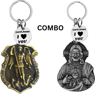 M Men Style Double-Sided Saint Michael Keychain – Jesus Christ Key Ring Medal Com645-634 Key Chain