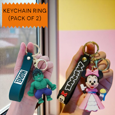 CoverLelo Mini Mouse & Hulk Cute Silicone 3D Key Chain with Metal Hook Key Chain