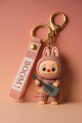 Giftzy Labubu Toy Keychain Labubu Doll Bunny Cartoon Silicone Keyring Bag Charm Gifting Key Chain
