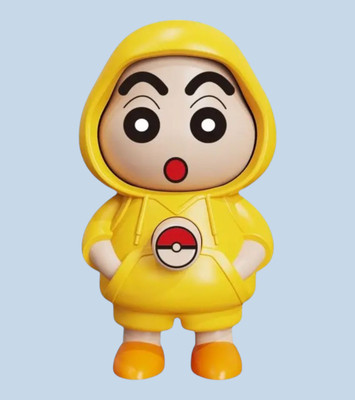 AirSoft Shinchan Funny Desk Toy Cartoon Yellow Hoodie Expression Change Collectible Cute Key Chain