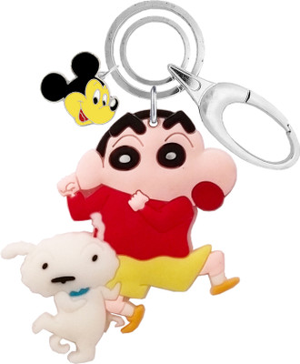 MGP FASHION Double Sided Shinchan Shiro Cartoon PVC Rubber Character Mickey Mouse Key Chain