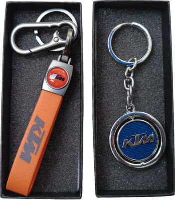 JNV Leather And Metal Keychain Compatible With KTM Bikes (Pack Of 2) Key Chain