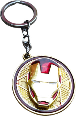 JNV Rotating Revolving | Spinning Iron Man Sheild with Head Metal | Golden Key Chain