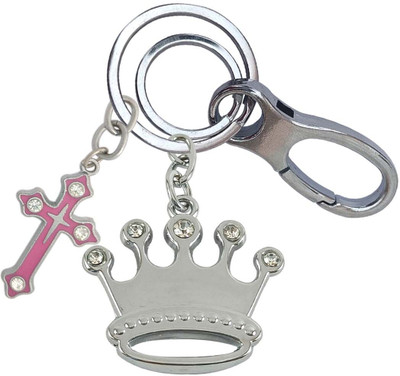 SHOKY LOOKS Perfect Quality Crown With God Jesus Cross Locking Lock Key Chain