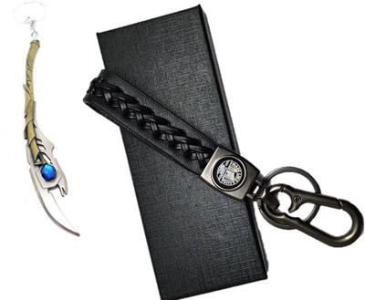 gtrp A-Loki Scepter Golden +Royal RE Black Logo Printed PU Leather ABS Metal Keyring Key Chain
