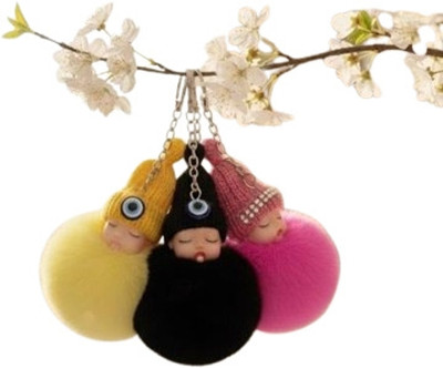 TndTStore Surprise Baby Doll Pom Pom 3 Keychain for Girls & Women | Bag & Car Hanging Key Chain