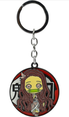 Keychain gallery Nezuko Anime Silver Rotating Spinning Metal Keychain | Perfect for Anime Lovers Key Chain