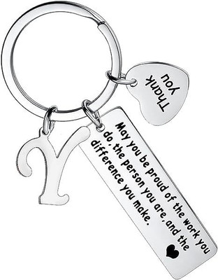 Artisans Crafted Thank You Keychain With Initial Letter Pendant Y Key Chain
