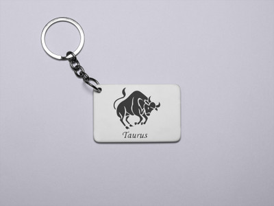 Rushaan Taurus symbol (BG Black) - Printed Acrylic Keychains(Pack Of 2) Key Chain